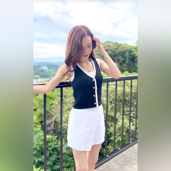 Abercrombie Mara sweater vests NWT sz S black & white / black / white / beige - Picture 5 of 13